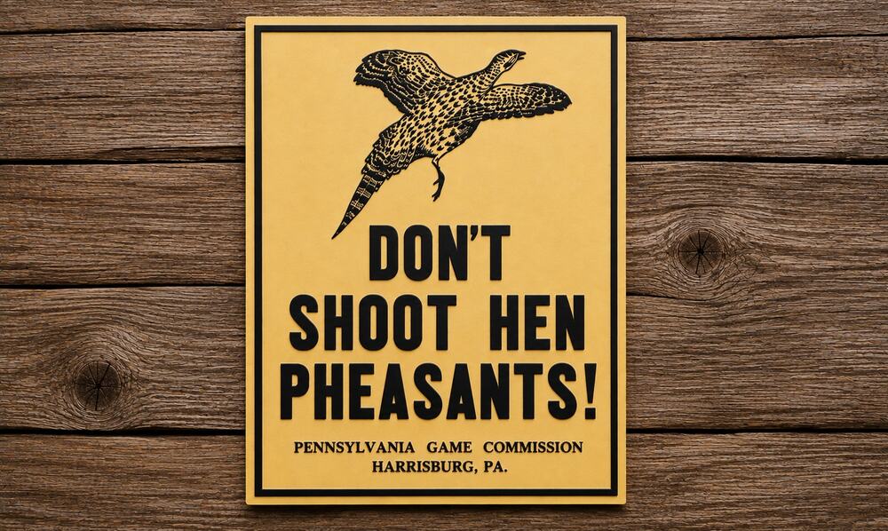 Pennsylvania Game Commission Dont Shoot Hen Pheasants Sign Hunting DNR Forestry